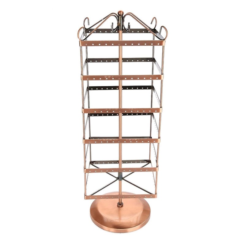 woobles Six Layers Stand Metal Jewelry Organizer Boxs, 288 Holes Rotatable Jewelry Earrings Necklace Bracelet Storage Tree Tower Display Holder - Image 1